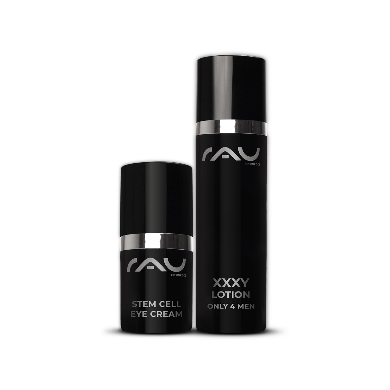 Men XXXY Bundle 2 - XXXY Lotion only 4 men + Stem Cell Eye Cream Magnesium Active Body Oil, XXXY Lotion und Stem Cell Eye Cream von RAU Cosmetics präsentieren die wichtigsten Hautpflegeprodukte für Männer zur Regeneration, Feuchtigkeitsversorgung und Anti-Aging.