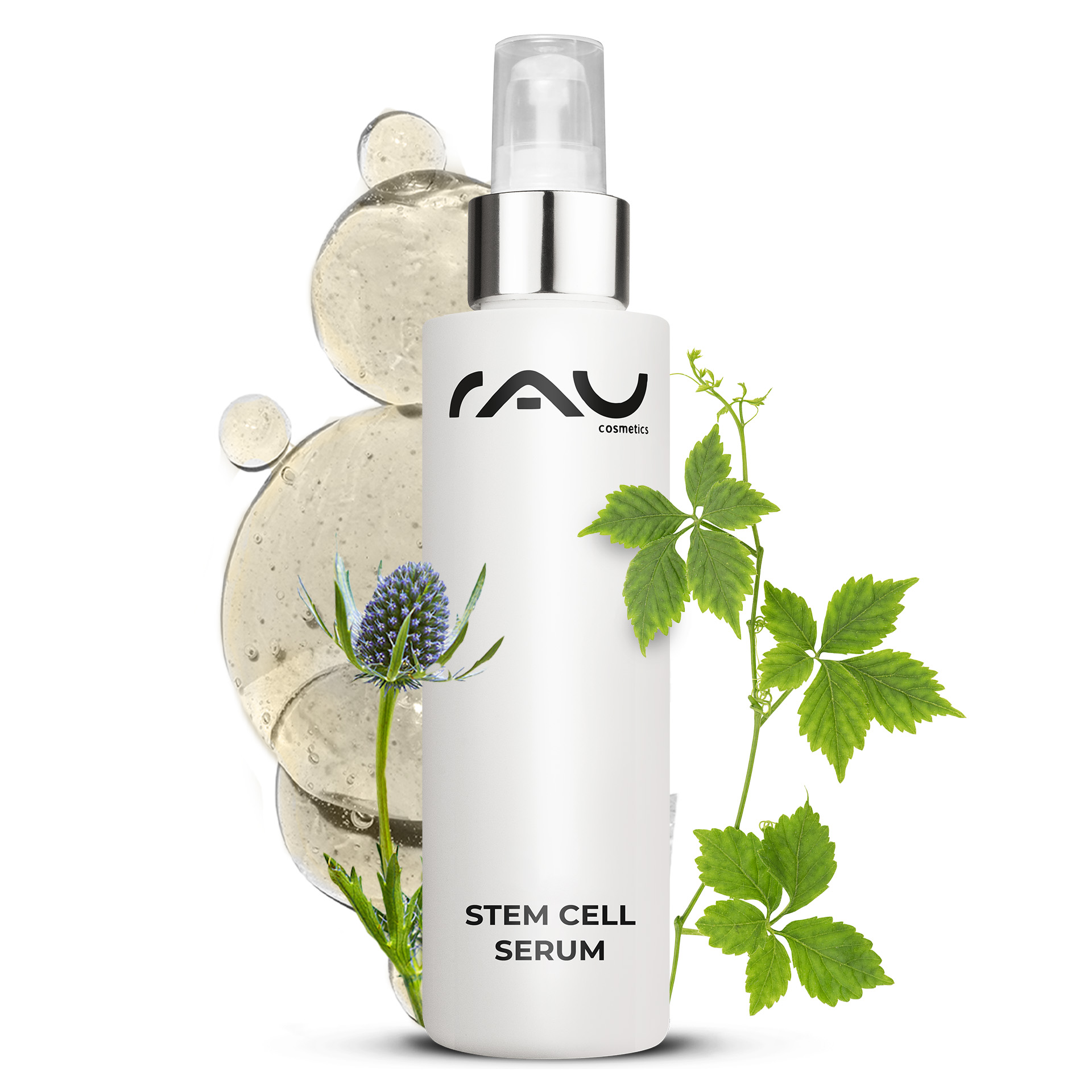 干细胞精华素 100 毫升 抗衰老干细胞精华素,适用于成熟和干燥肌肤 Kräuterig, Kräuter, Pflanze, Flasche, Lotion